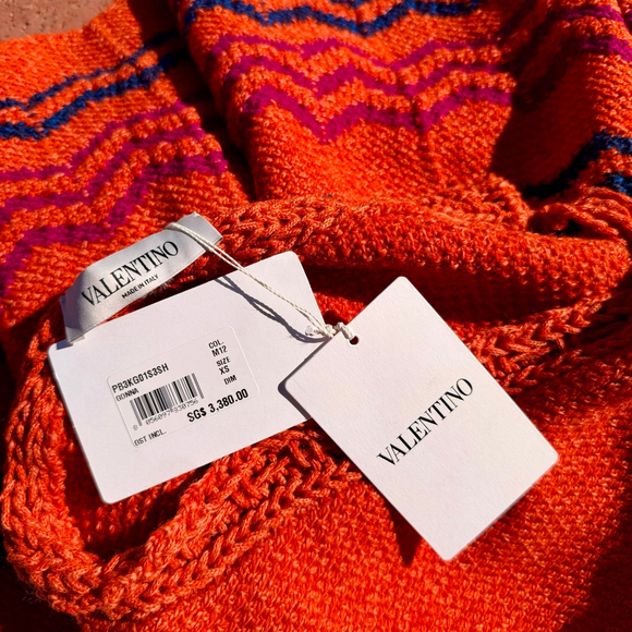 Valentino Garavani Wool Knit Midi Skirt Fluted Jacquard Size XS Fits Small NWT - Picture 4 of 10